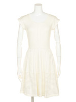 【DUO】 ニットフレアー透かし柄OP/オフホワイト