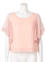 【DUO】 ラッフルプリーツスリーブBL/サーモンピンク