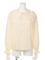 【F&A】スカーフカラー長袖ブラウス/OFFWHITE