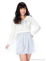 【LIZLISA】☆WEBLIMITED☆ケーブル重ね着メッシュワンピース/ブルー