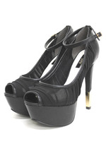 【R&E】シフォンプリーツオープントゥハイヒールパンプス/ベージュ