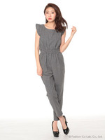 【R】フリル袖オールインワン/ネイビー