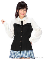 【Tralala】バイカラーブラウス/ブラック