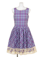 【an another angelus】フラワープリントマドラスチェックノースリＯＰ/GREEN