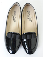 【glifeed】エナメルリボンオペラシューズ/ブラック