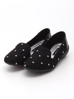 【weewillie】レース×ストーンコンフォートローファー/ブラック