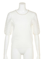 【洗える】クワトロレース袖プルオーバー/ピンク