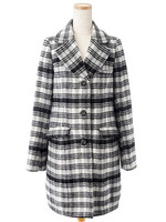 アッシュクウールチェスターコート/シロ×クロ