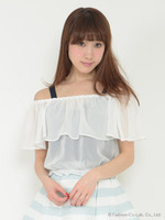 インナー付フリルトップス/ライトブルー