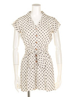 ウエストリボンドットサロペ/サックス