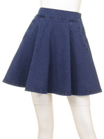 カットデニムサーキュラースカート/インディゴ