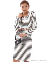 カットワンピース/ネイビー×オフ