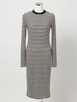 ガーゼベア天竺ボーダーワンピース/ホワイト