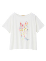 キャットアートTシャツ/ベージュ系(051)