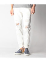 クラッシュデニムパンツ/サックス(090)