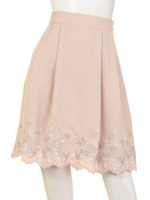 クリンクルローズ刺繍スカート/ベージュ