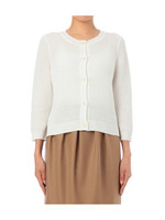 クルーネック八分袖ニットカーディガン/ホワイト(003)