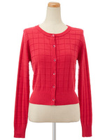 コウシガラシンプルカーデ/レッド