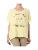 シフォン重ねプリントプルオーバー/イエロー系(032)