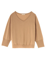 ショートVネックニット/ブラウン系(041)