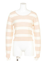 ショートボーダーKnit　TOP/BLU