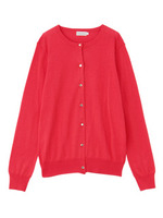 シルク混クルーネックニットカーディガン/レッド(062)