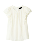 シルク混ラッフルスリーブブラウス/ホワイト(003)