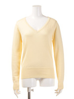 シンプルVネックプルオーバー/ブラック