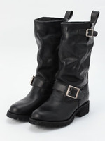 ストーンウォッシュ加工レザーエンジニアブーツ /DARK BROWN