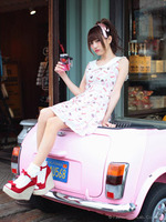 ストライプ×キャンディー柄OP/パープル