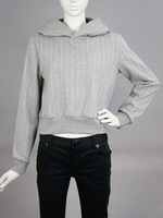 ストライプフリースライニングフーディー/グレー