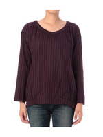 ストライプラウンドネックブラウス/パープル系(365)