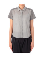 ストライプ切り替えフライフロントシャツ/ホワイト(002)