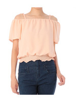 ストラップ付きオフショルダーカットソー/ブラック(319)