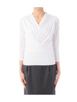 タックデザインVネックカットソー/ブルー系(094)