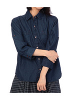 ダブルポケットドロップショルダーシャツ/ブラック(019)