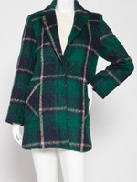 チェック柄チェスターコート/グリーン