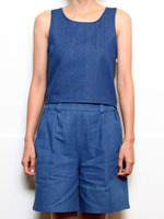 デニムノースリーブトップス/Blue
