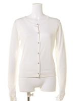 ニットクルネックカーデイガン/オフホワイト