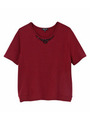 ネックビジューミニ裏毛カットソー/レッド系(063)