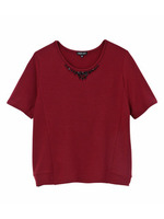 ネックビジューミニ裏毛カットソー/レッド系(063)