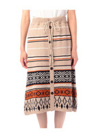 ノスタルジック柄ミモレニットスカート/ベージュ系(052)