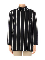 ハイネックストライプニット/グレー系(013)