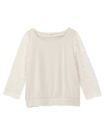 バックリボンレース切り替えカットソー/ネイビー(093)