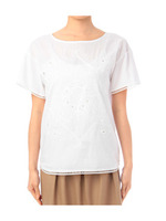 バロック刺しゅう切り替えブラウス/ネイビー系(093)