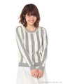 パール付ストライプニットプルオーバー/Light Gray Mixture