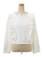 ビジューカラーウラケトップス/グレー