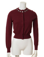 ビジュー付カーディガン/WINE