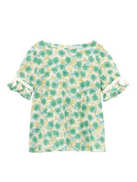 フラワープリント総柄コットンブラウス/グリーン(122)