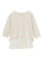 プリーツインナー付きカットソー/ブラック(019)